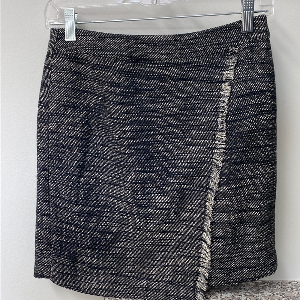 LOFT Gray Asymmetrical Ruched Pencil Skirt